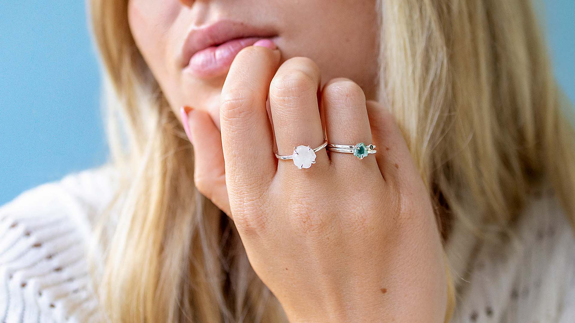 Maansteen en rookkwarts sieraden