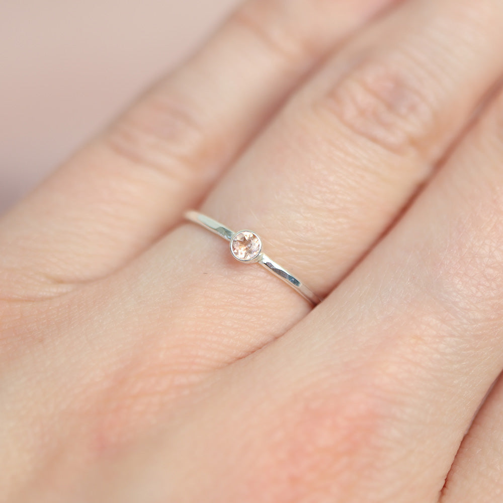 Toermalijn 3 mm zilver ring - geboortesteen oktober