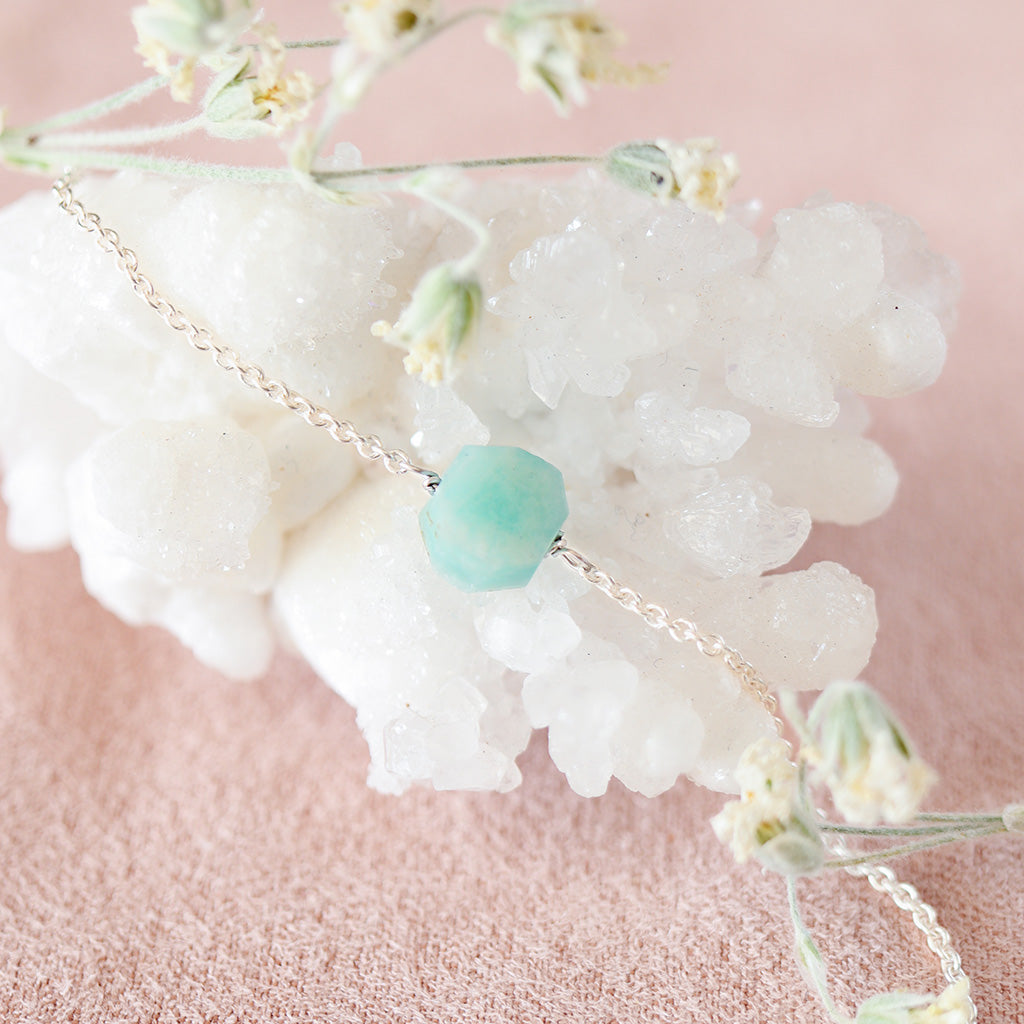 Amazoniet ruwe steen armband zilver