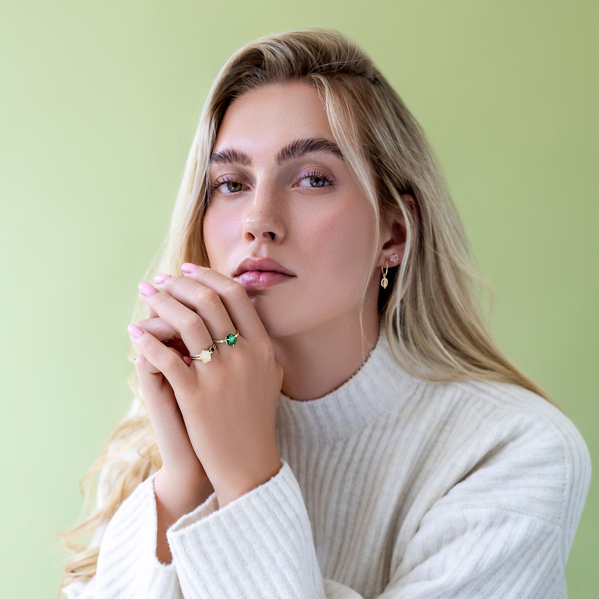 Watermeloen Toermalijn groen 14kt goud Ring