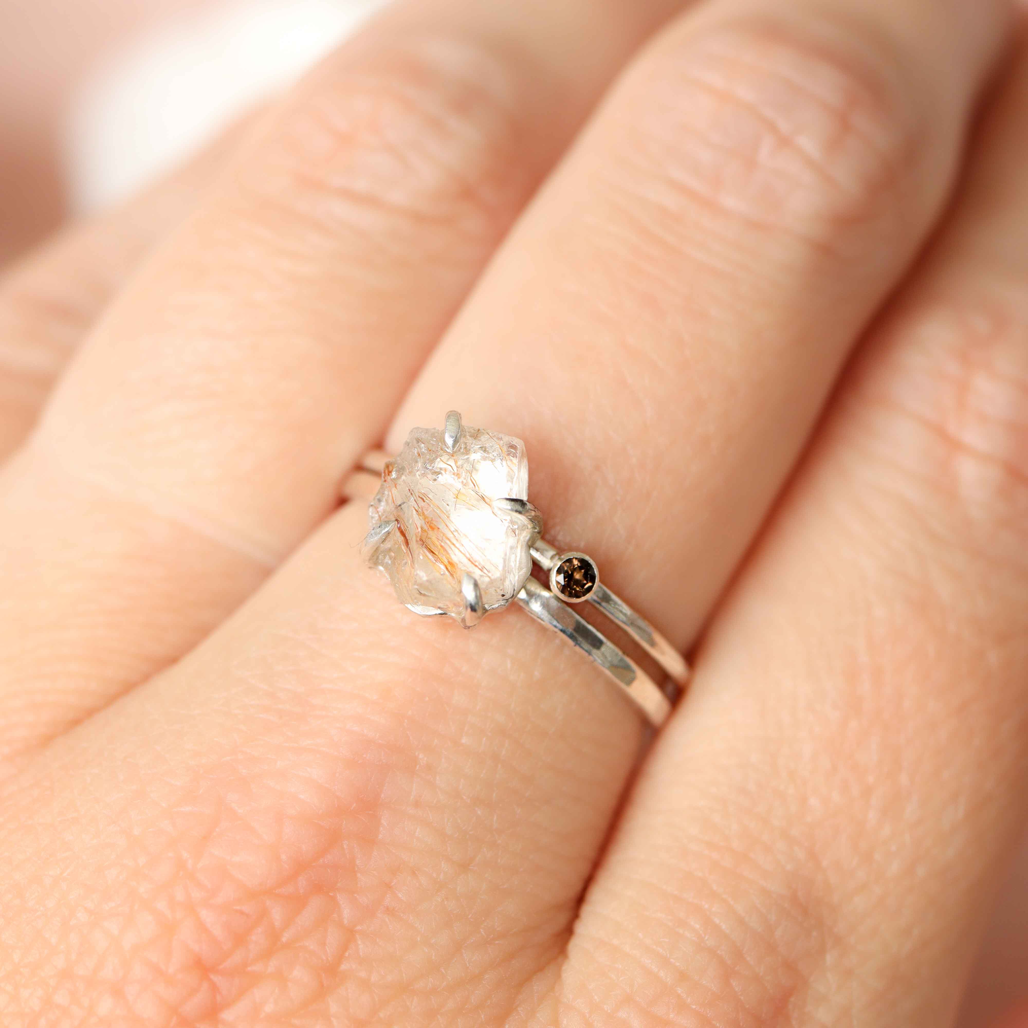 Rutielkwarts Ruw Kopernaalden Ring zilver