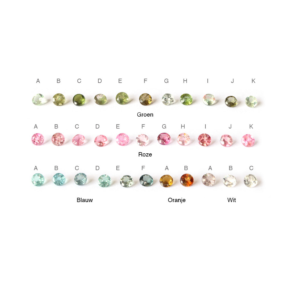 Toermalijn 3 mm zilver ring - geboortesteen oktober