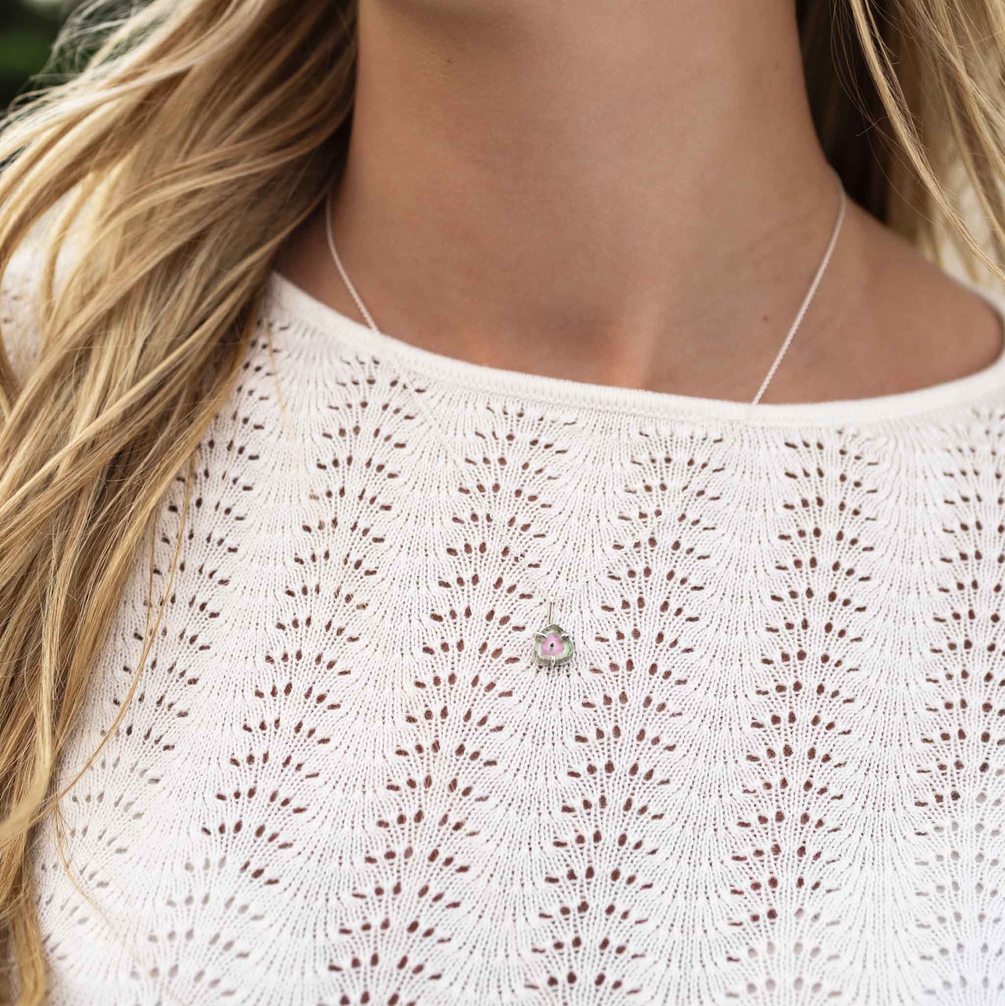 Watermeloen Toermalijn l. groen roze ketting