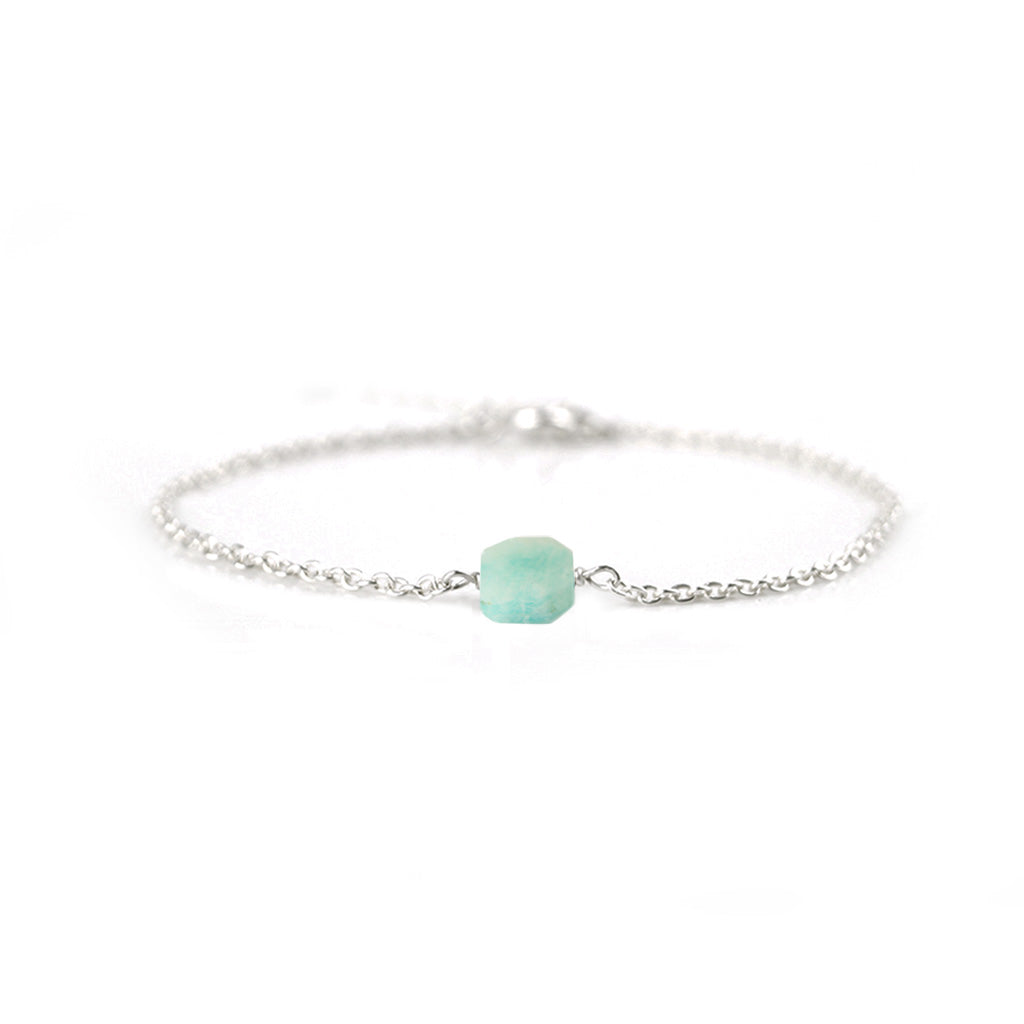 Amazoniet ruwe edelsteen armband zilver