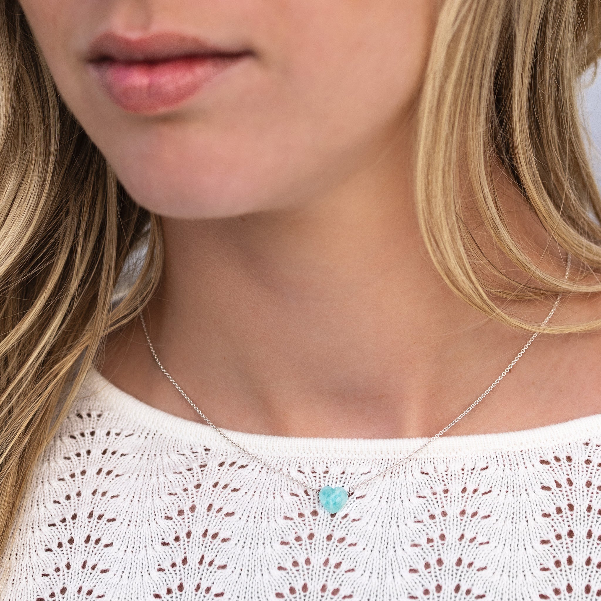 Amazoniet hart ketting