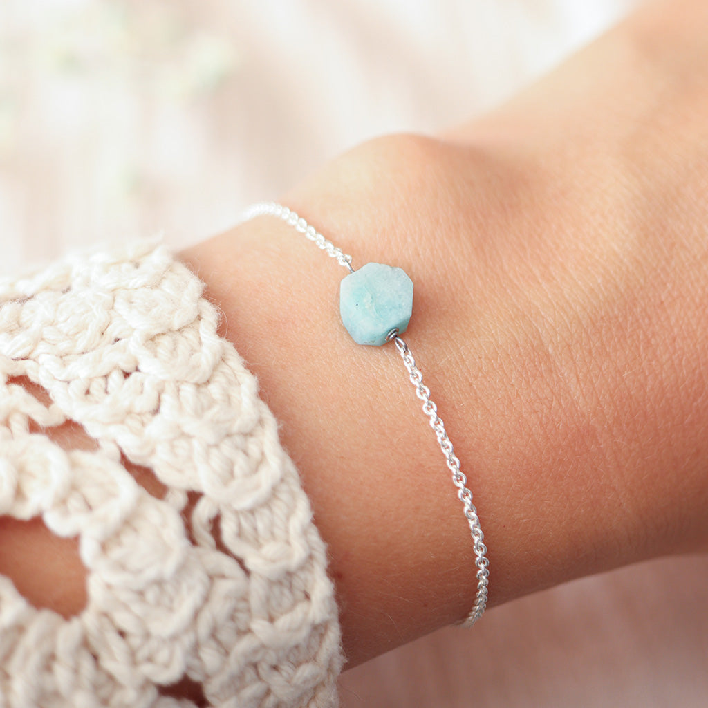 Amazoniet ruwe steen armband zilver