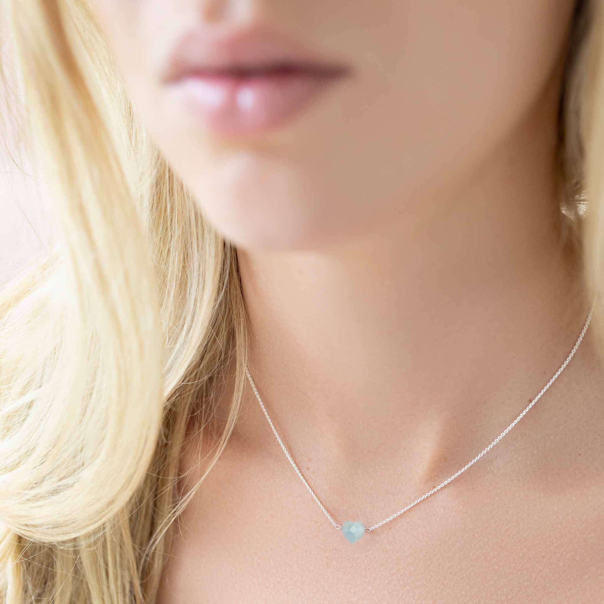 Aquamarijn hart Ketting