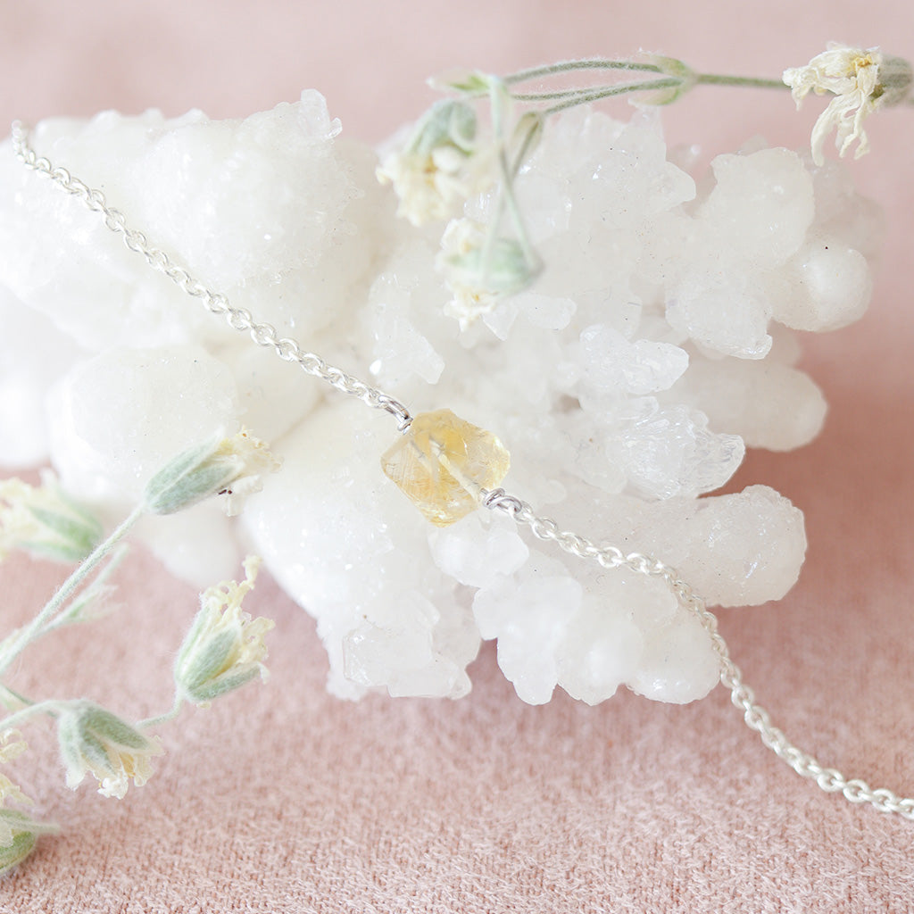 Citrien armband ruwe edelsteen zilver