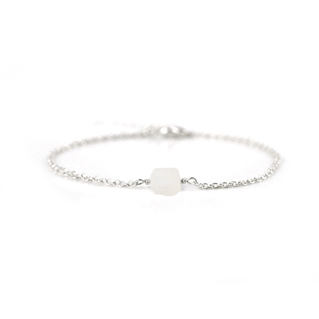 Maansteen ruwe maansteen zilver armband