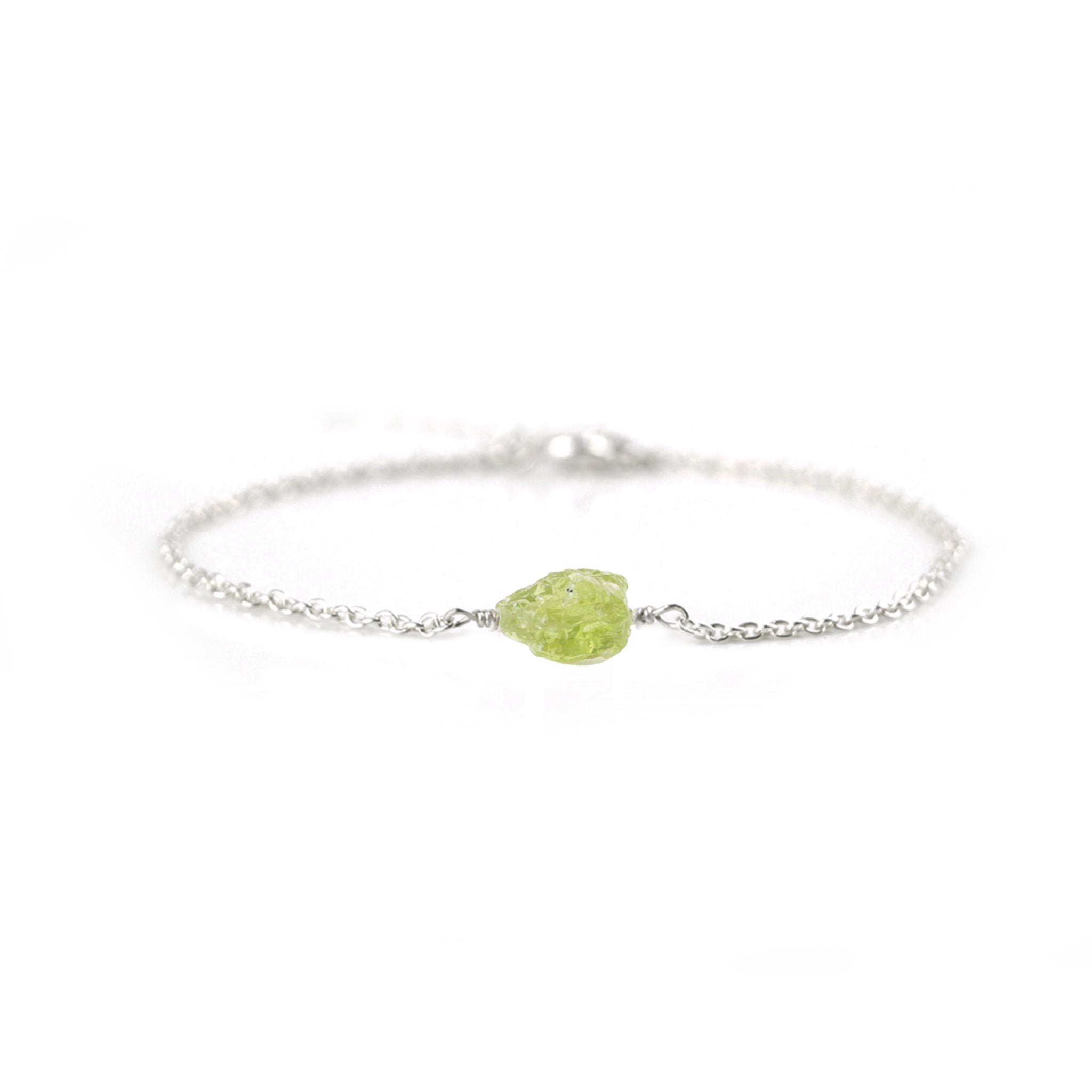 ruwe groene peridoot armband zilver