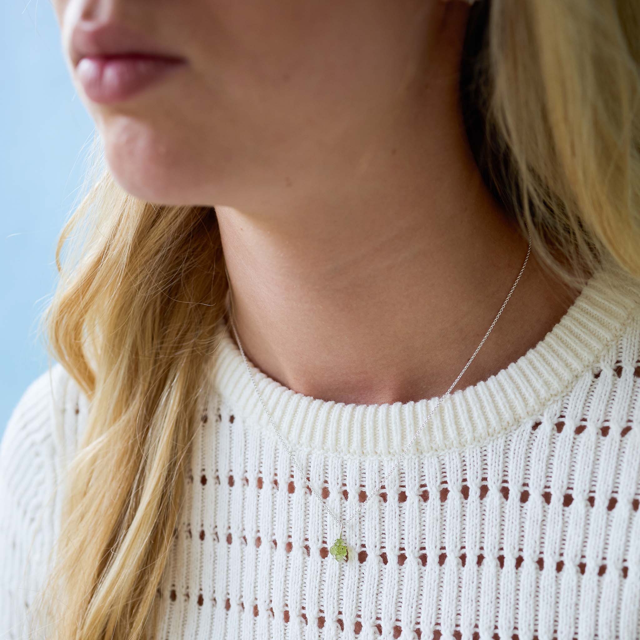 Peridoot Ruw ketting zilver