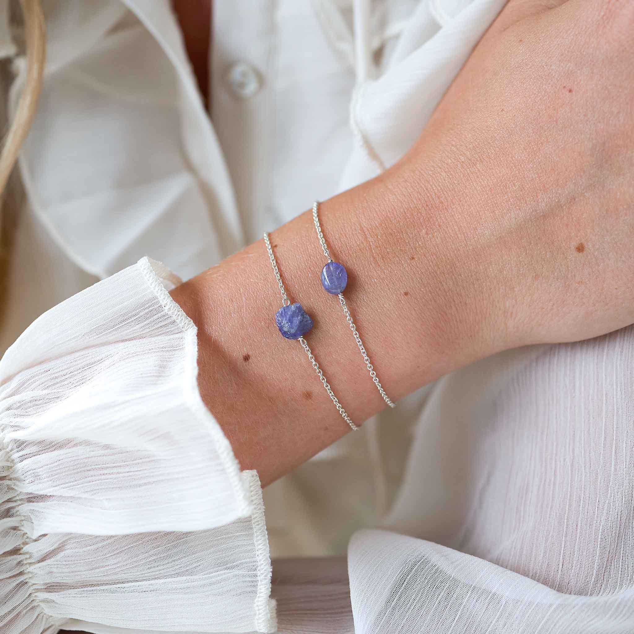 Tanzaniet armband blauw, zilveren sieraden geboortesteen december