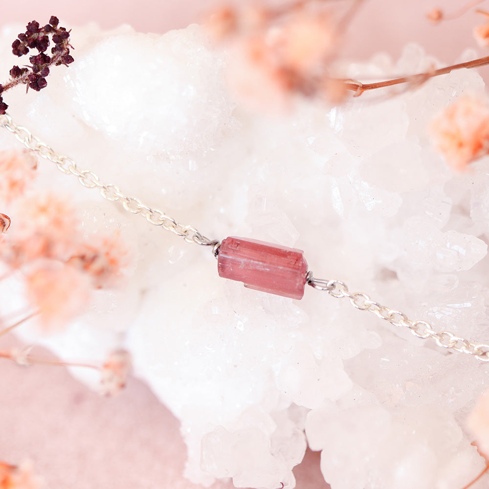 Toermalijn Roze Ruw Armband