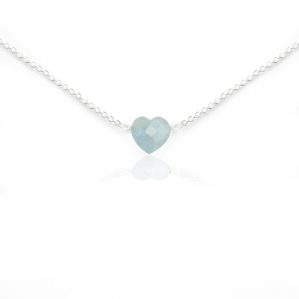 Aquamarijn hart ketting - geboortesteen ketting maart