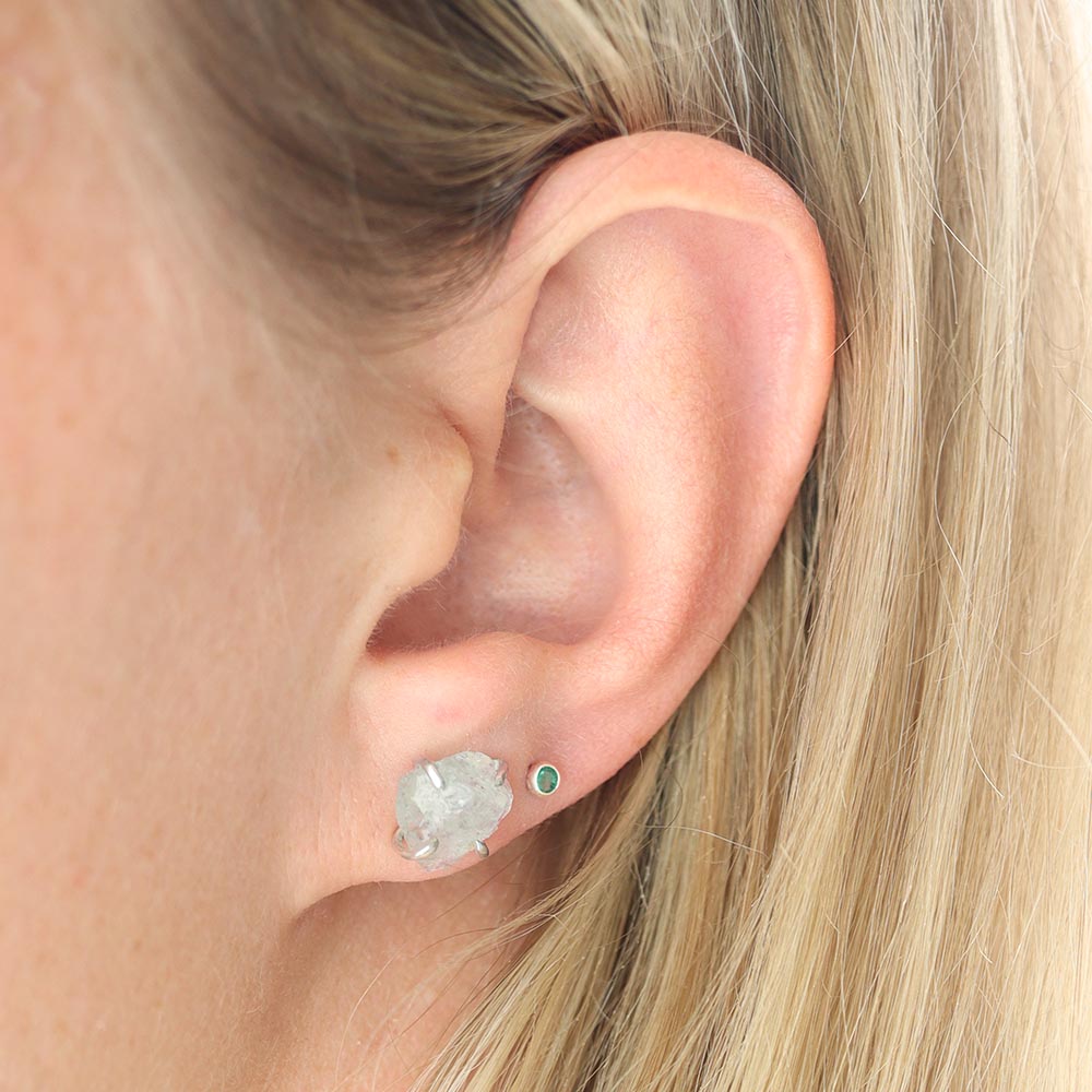 Edelsteen oorbellen ruw en geslepen