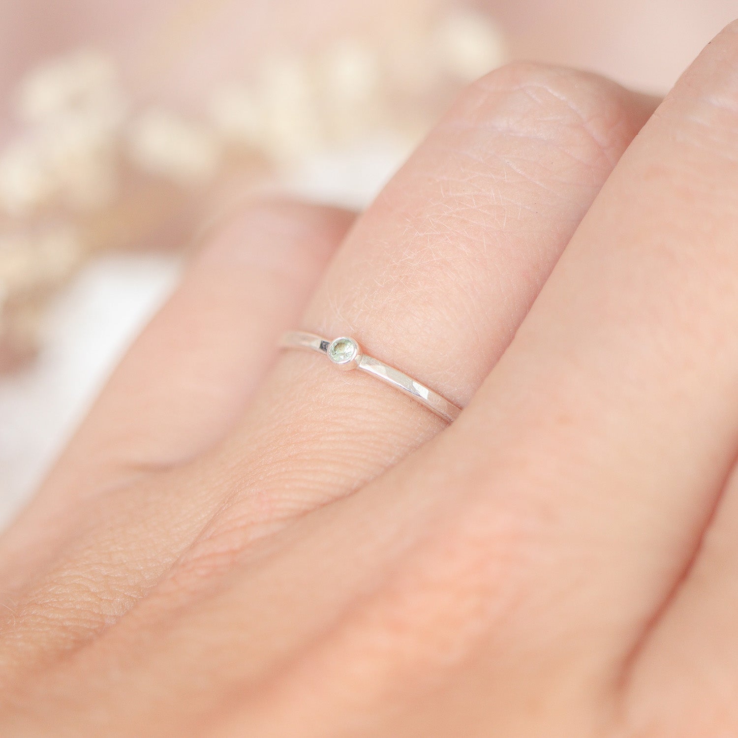 Saffier ring groen zilver