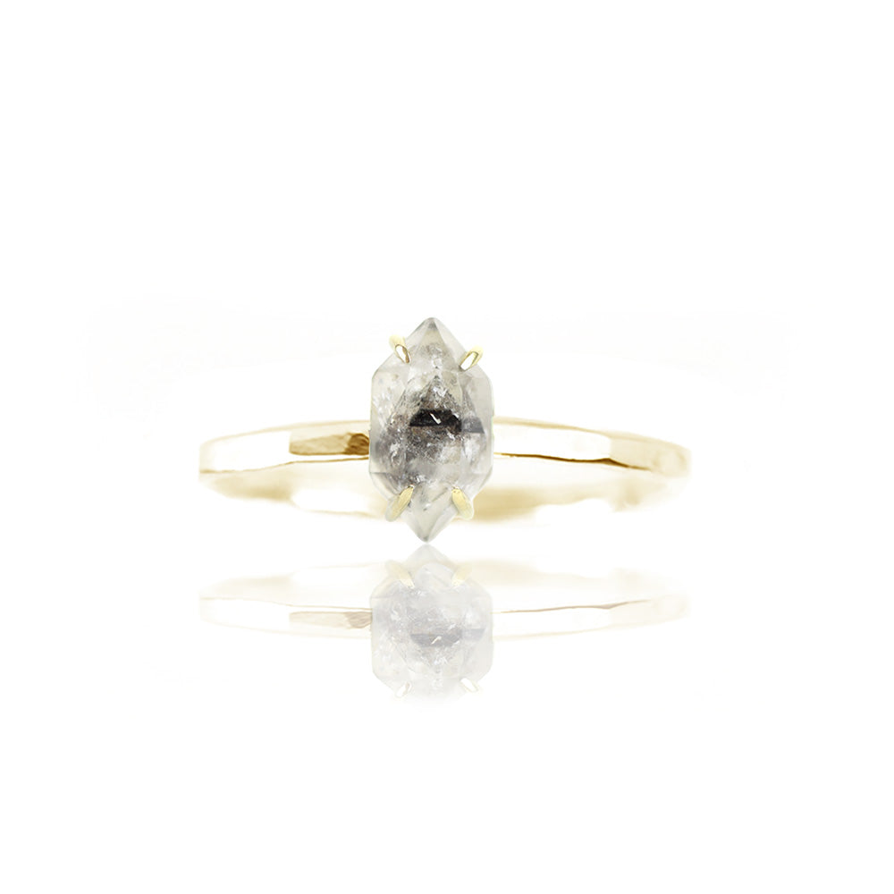 Herkimer diamant ring 14kt geelgoud