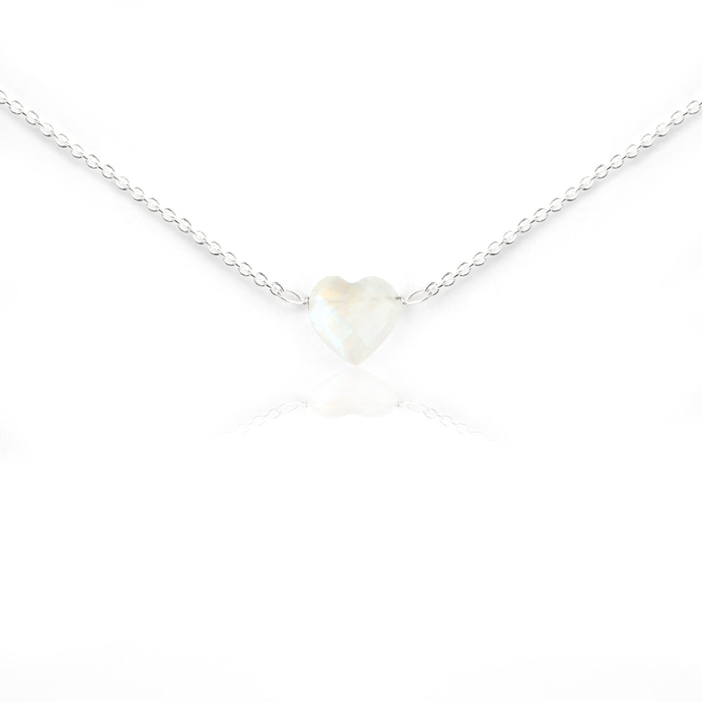 Maansteen hart ketting zilver - geboortesteen ketting juni