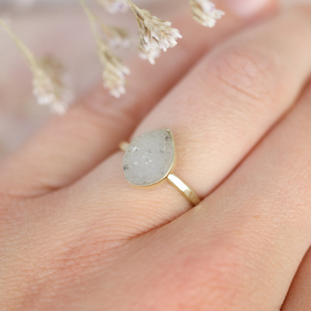 Agaat druzy ring 14 karaats goud - one of a kind