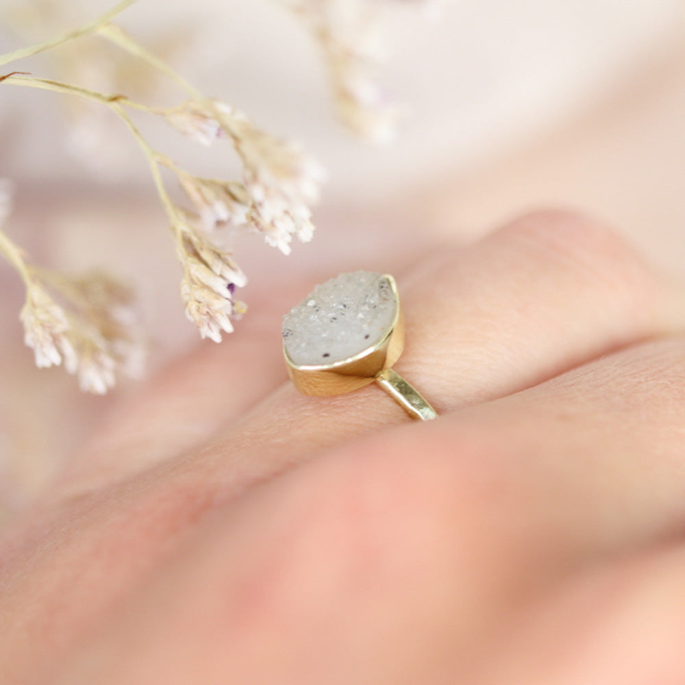 Agaat druzy ring 14 karaats goud - one of a kind