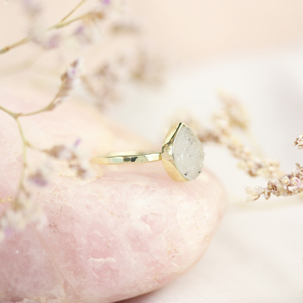 Agaat druzy ring 14 karaats goud - one of a kind