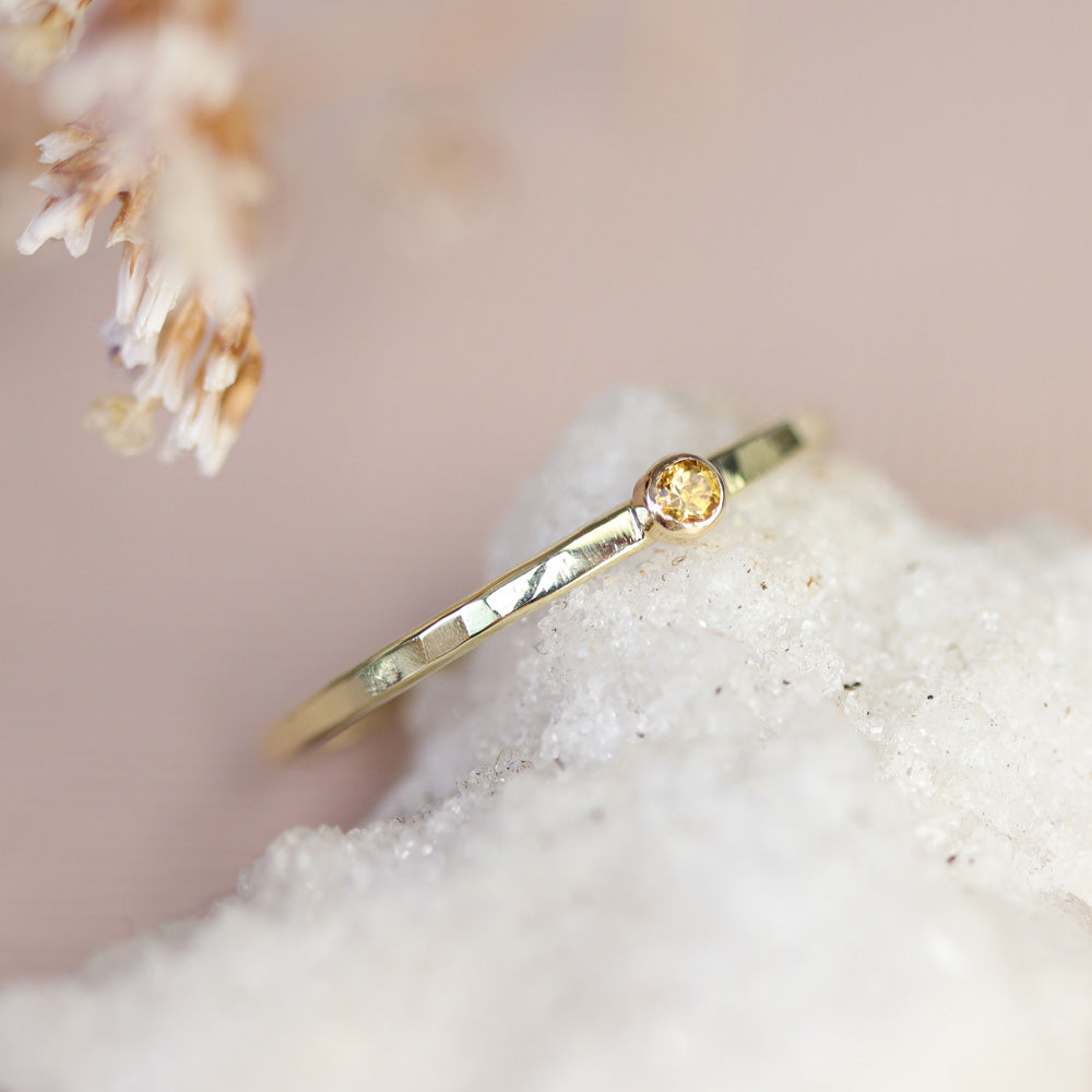 Fairtrade gouden citrien ring - handgemaakt in nederland