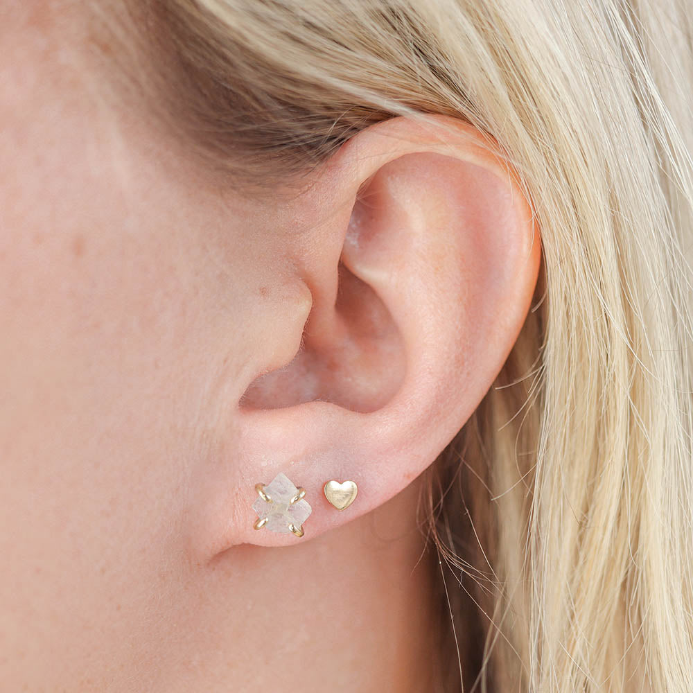 Gouden maansteen oorbellen, ruwe edelsteen