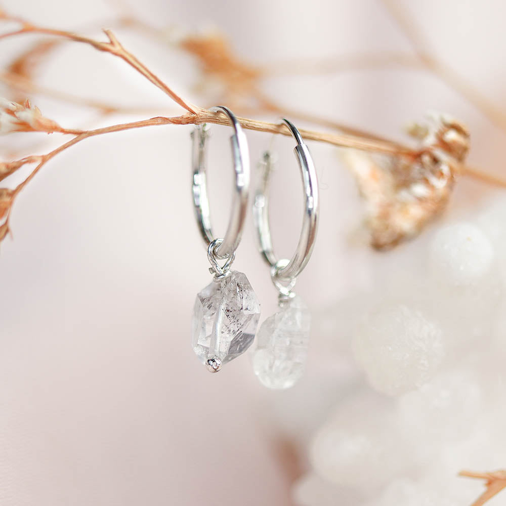 Geboortesteen oorbellen april - herkimer diamant