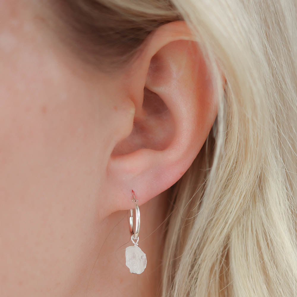 Maansteen ruw hangers - creolen met Maansteen