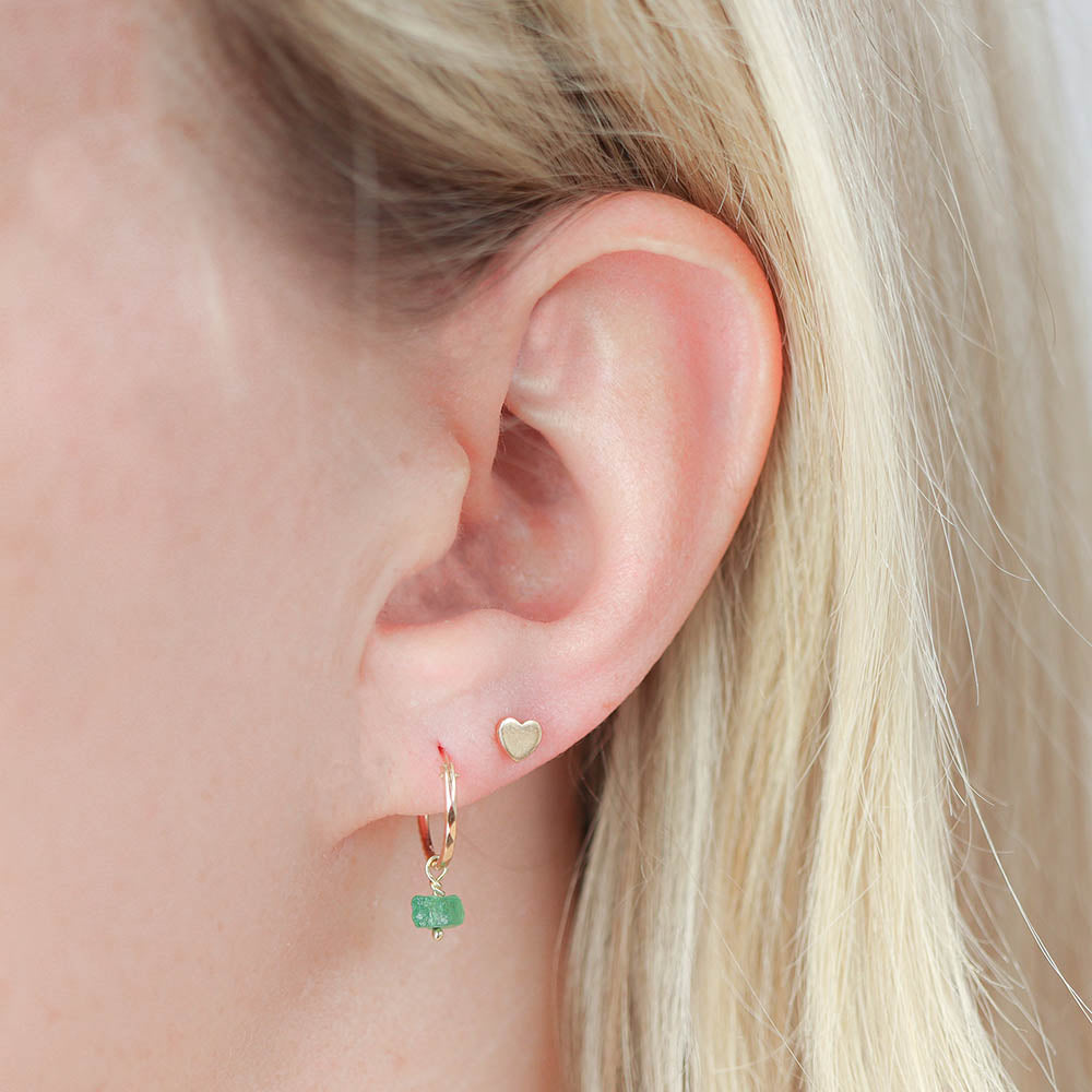 Oorbellen Smaragd ruw 14kt goud