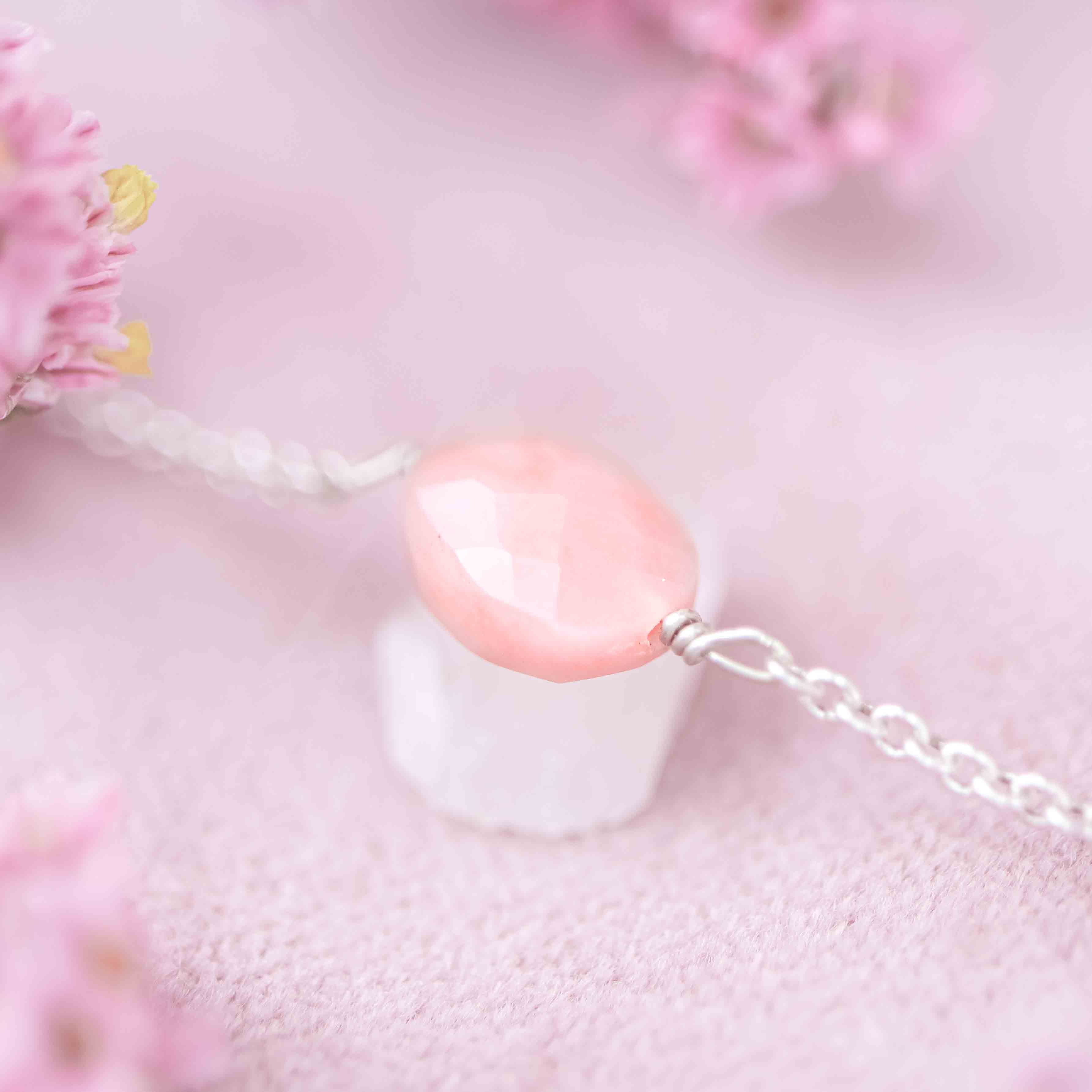 Opaal roze armband zilver