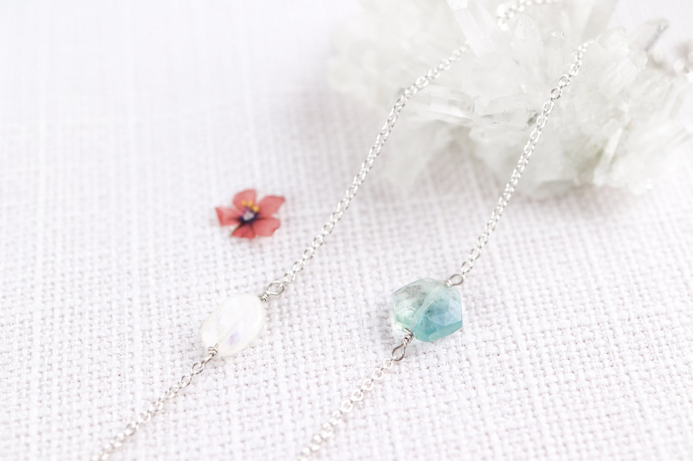 Maansteen en fluoriet armband