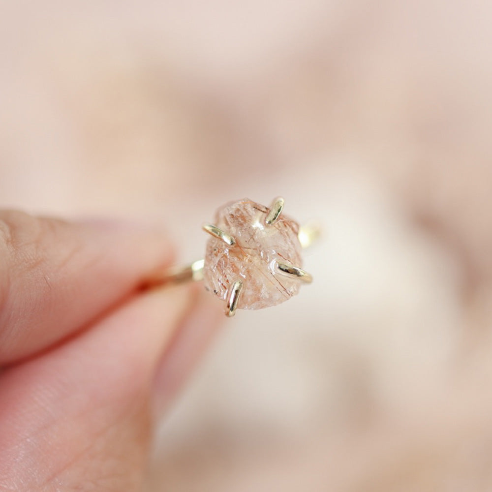 Rutielkwarts ring ruw 14kt goud