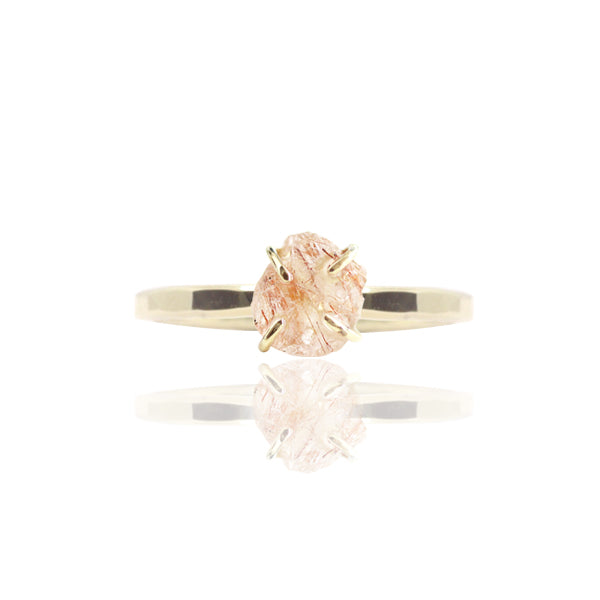 Rutielkwarts ring ruw 14kt goud