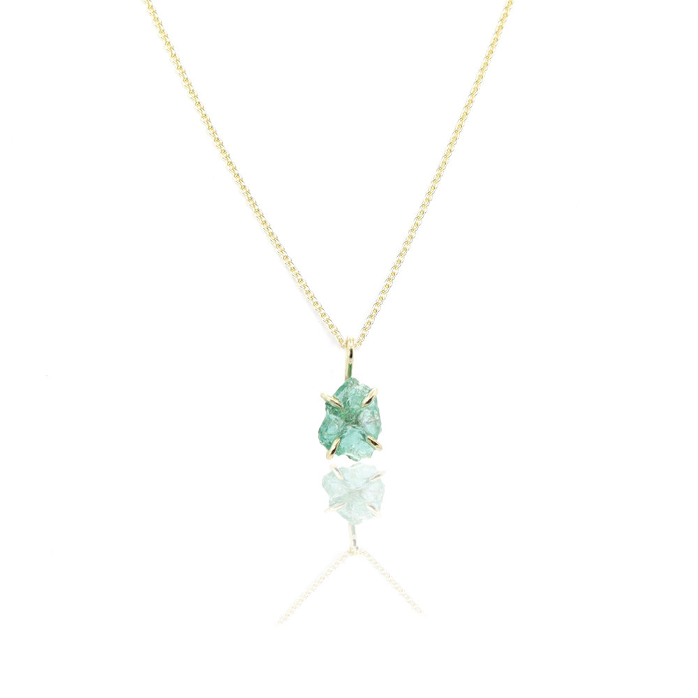 Smaragd ruw Ketting 14kt goud