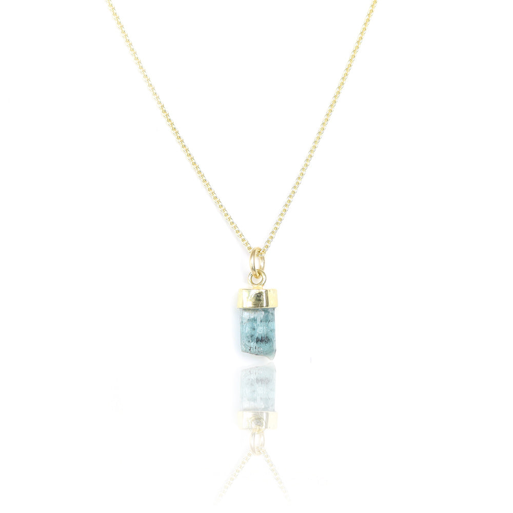 Toermalijn blauw ketting 14 karaats