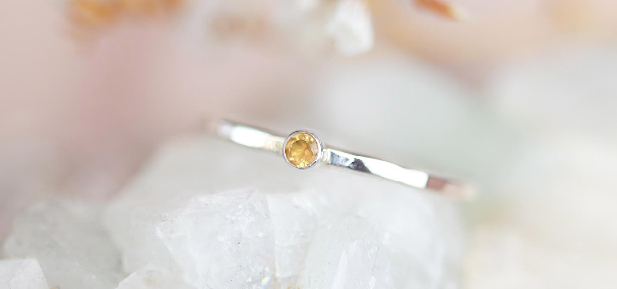 Citrien ring zilver - geboortesteen november