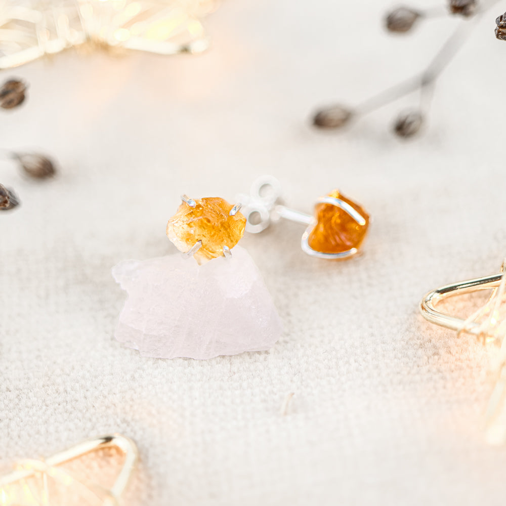 Citrien Ruw Oorbellen