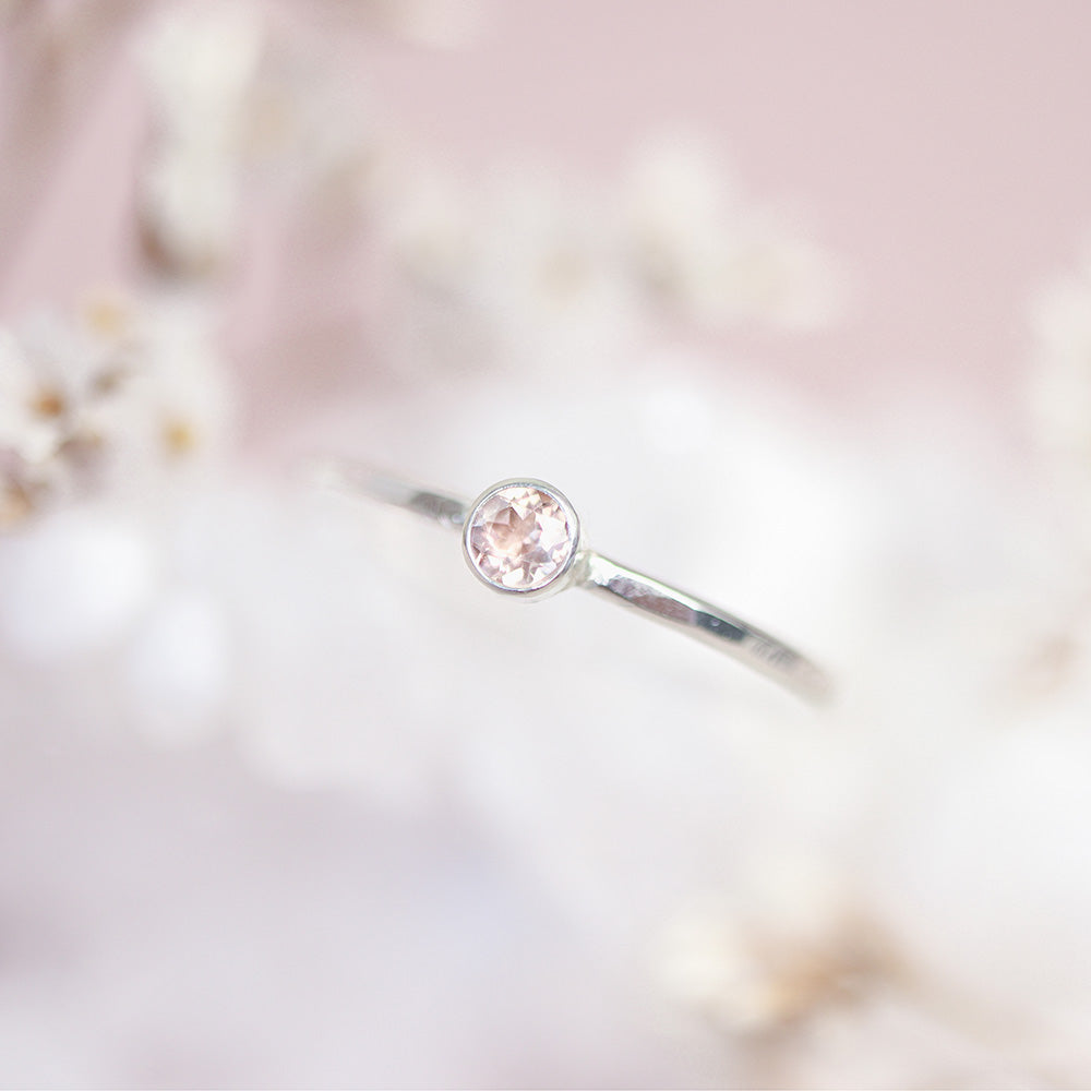 Toermalijn 3 mm zilver ring - geboortesteen oktober