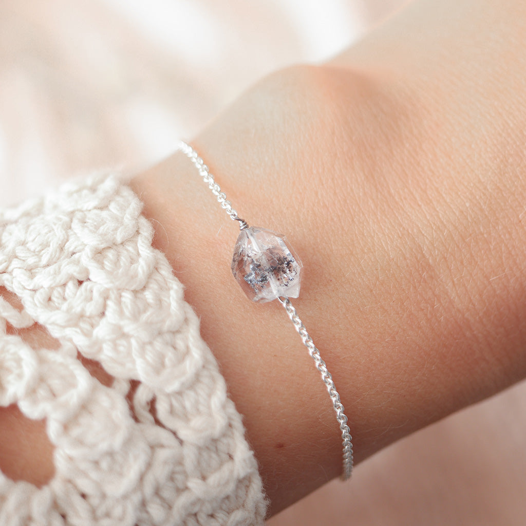 Ruwe herkimer diamant armband zilver