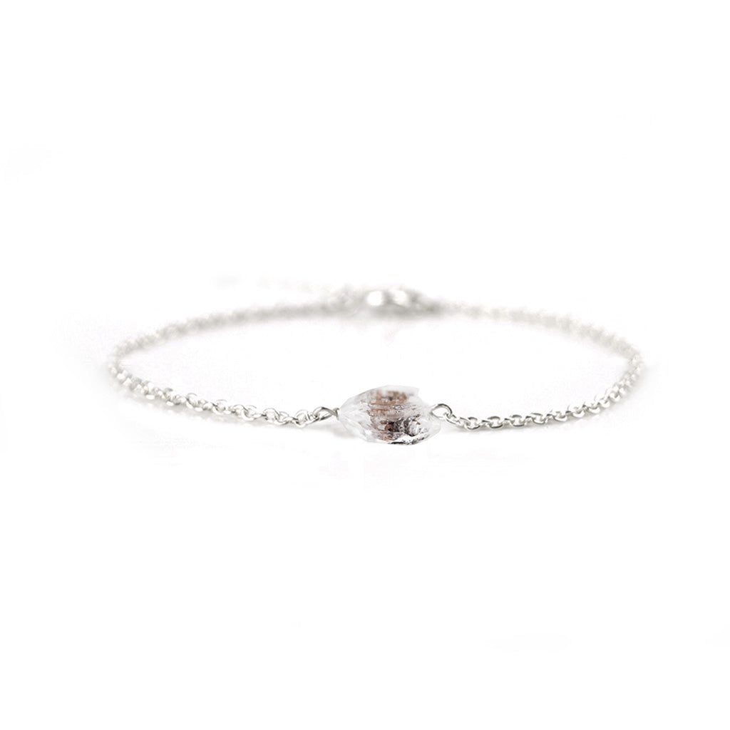 Ruwe herkimer diamant armband zilver