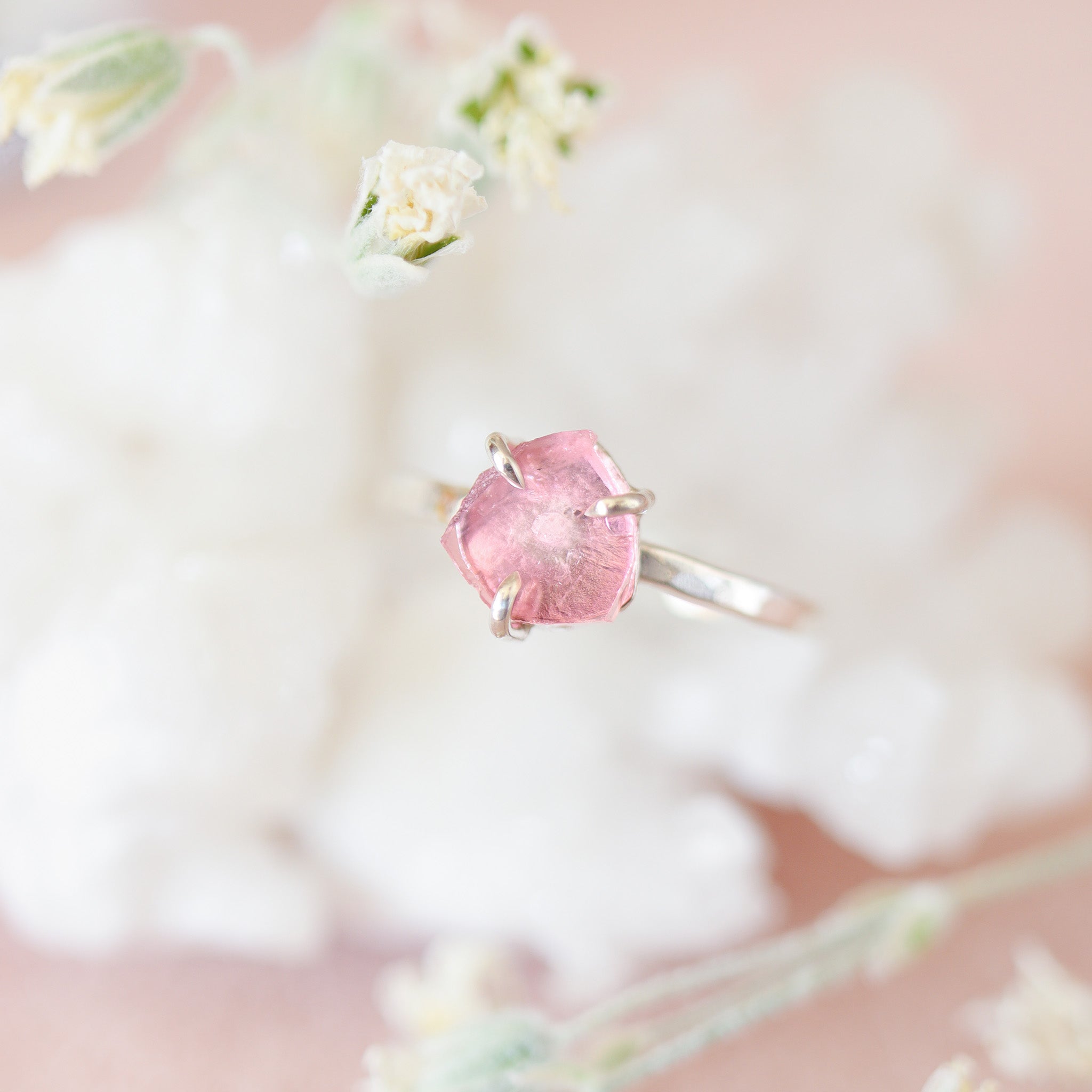 Watermeloen Toermalijn Roze Ring