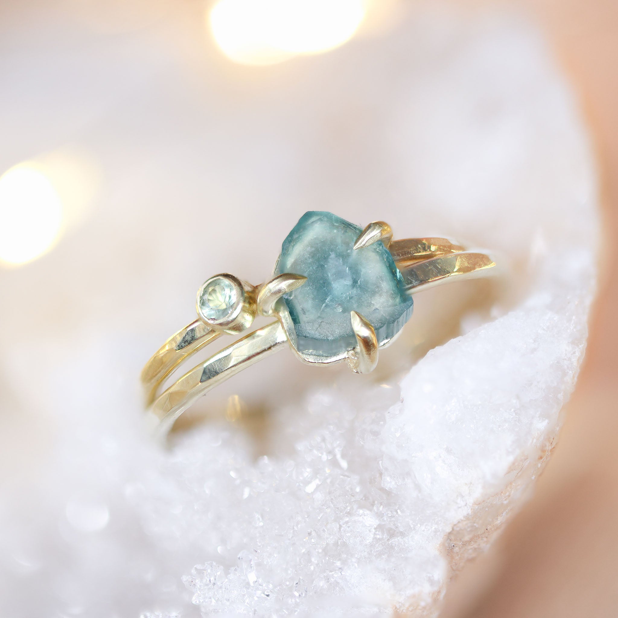 Watermeloen toermalijn ring feestdagen, kerst cadeau gouden sieraden 