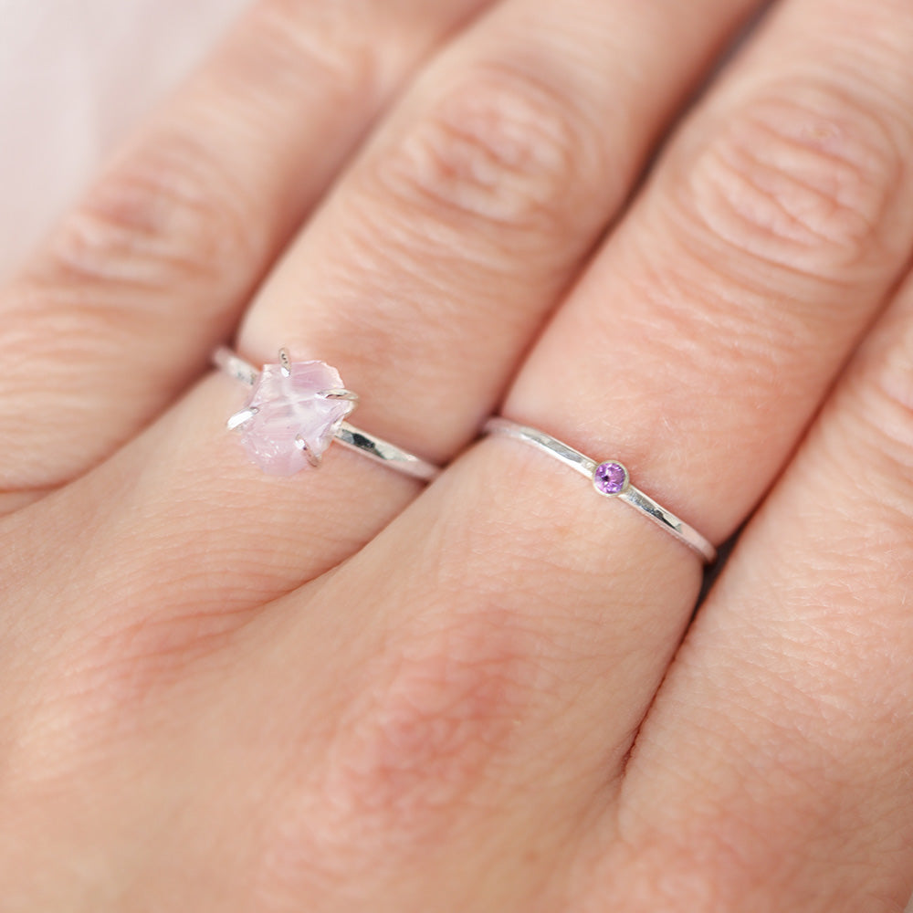 Amethist 2mm zilver ring