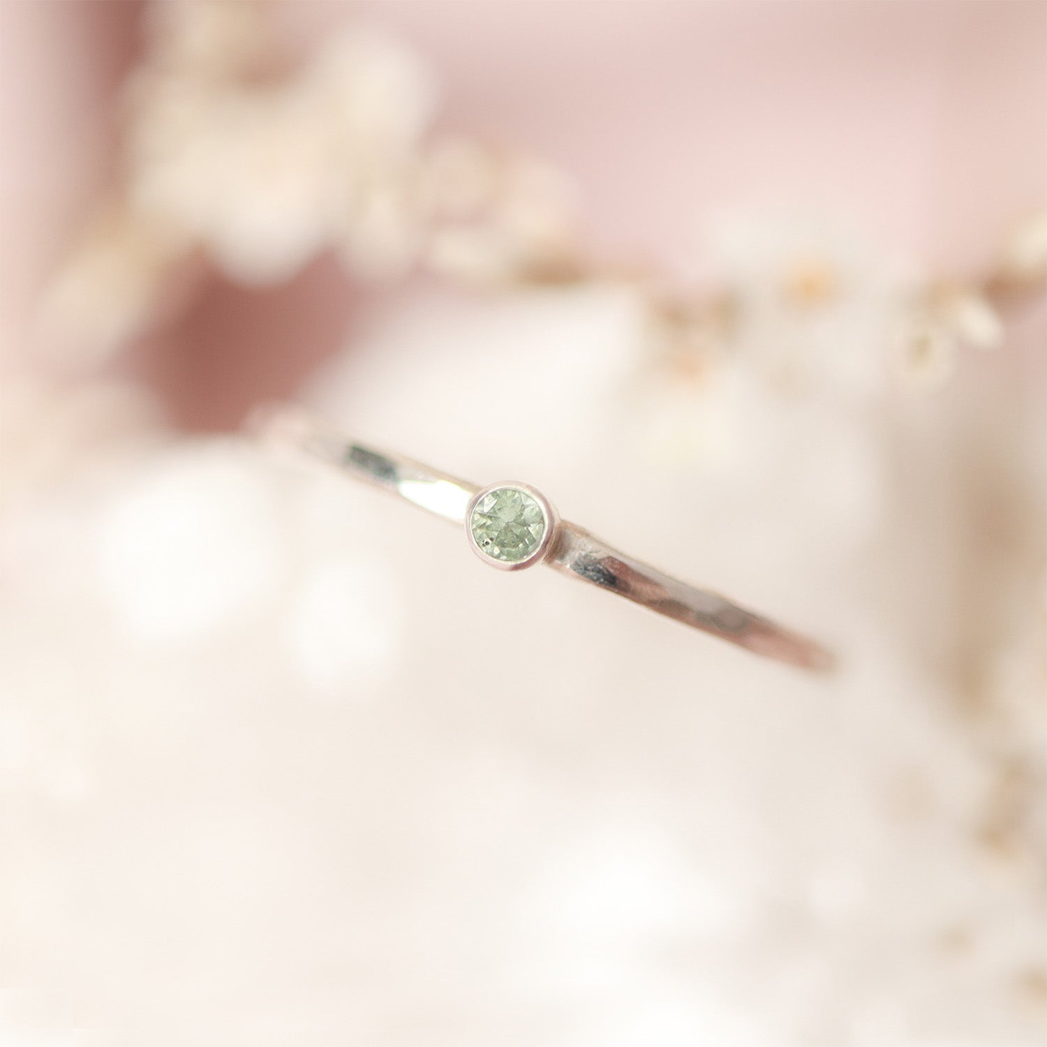 Groene geboortesteen ring september, saffier zilver ring