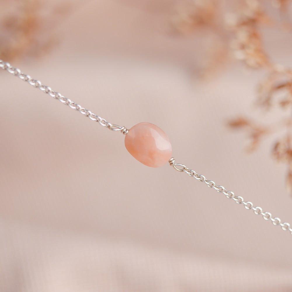 Roze peruaans Opaal armband zilver  - geboortesteen armband oktober