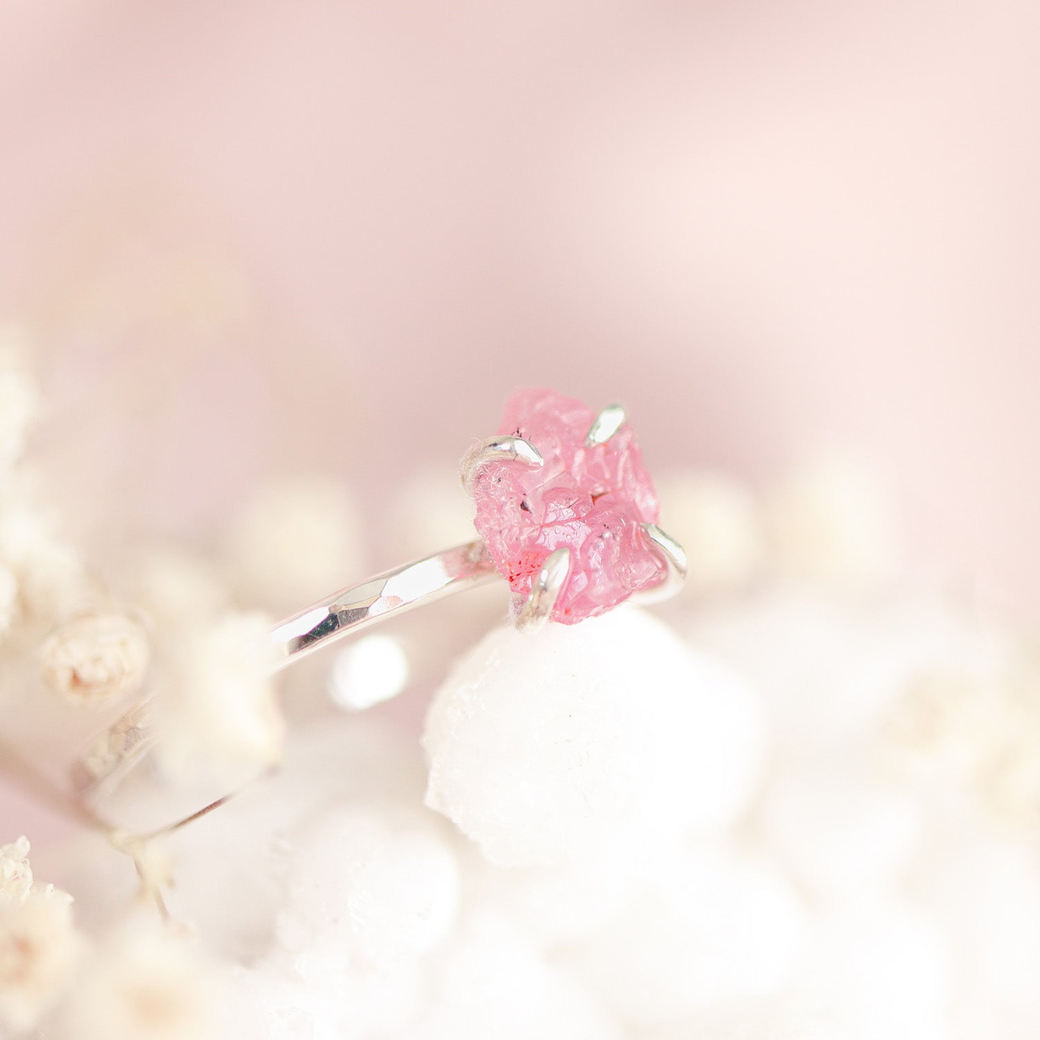 Saffier Roze Ruw Ring