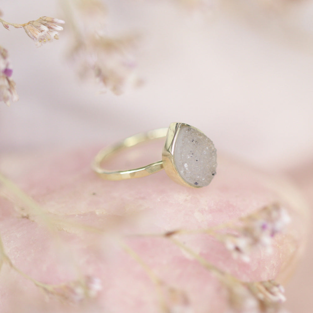 Agaat druzy ring 14 karaats goud - one of a kind
