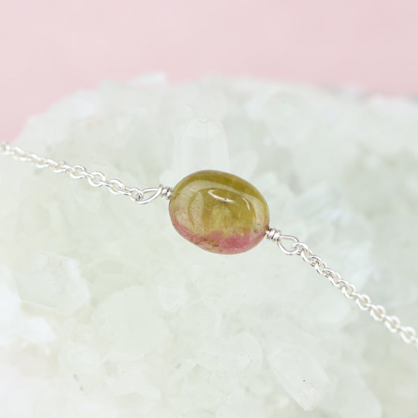 Watermeloen Toermalijn armband zilver