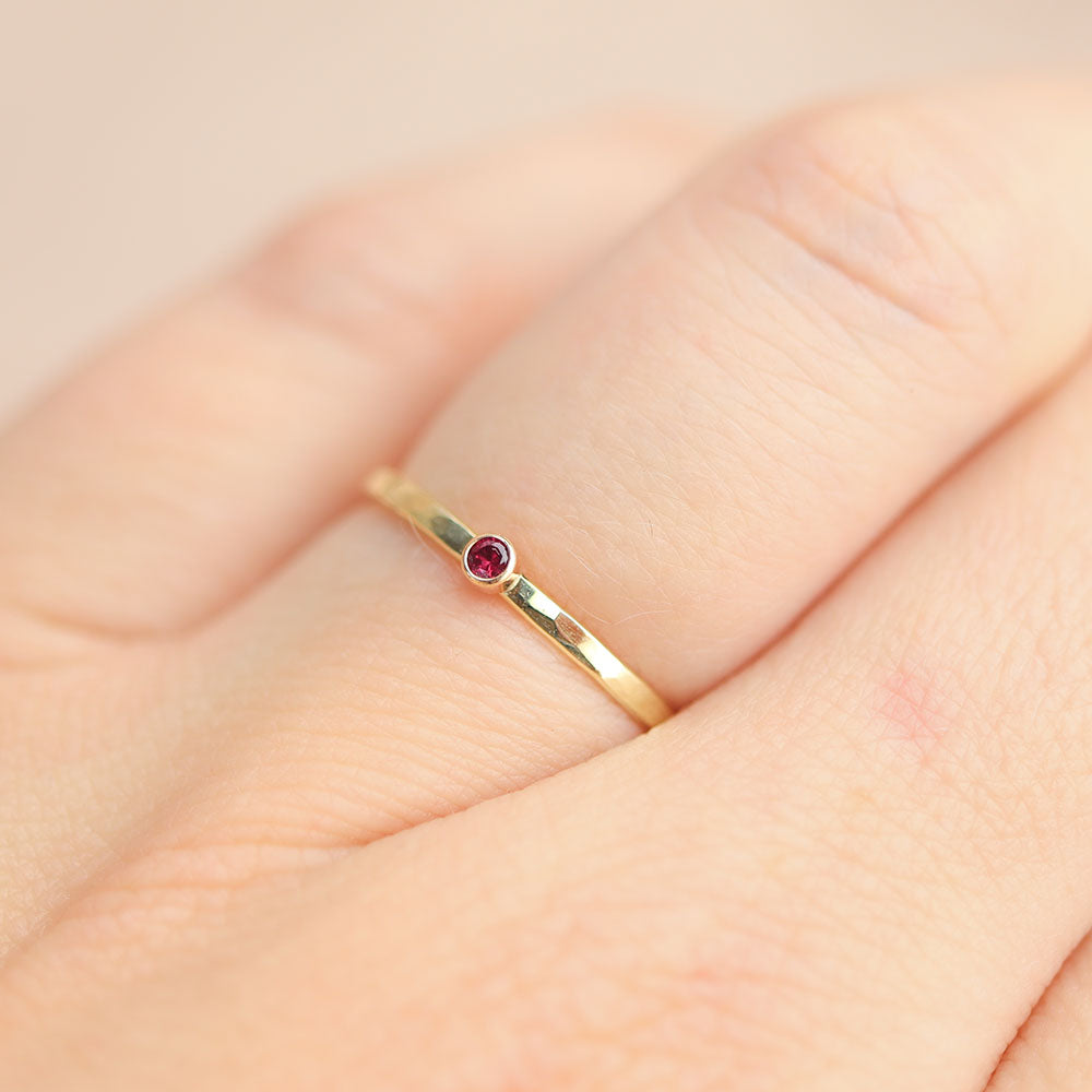 Januari geboortesteen ring rood - Granaat edelsteen 14kt geelgoud ring 